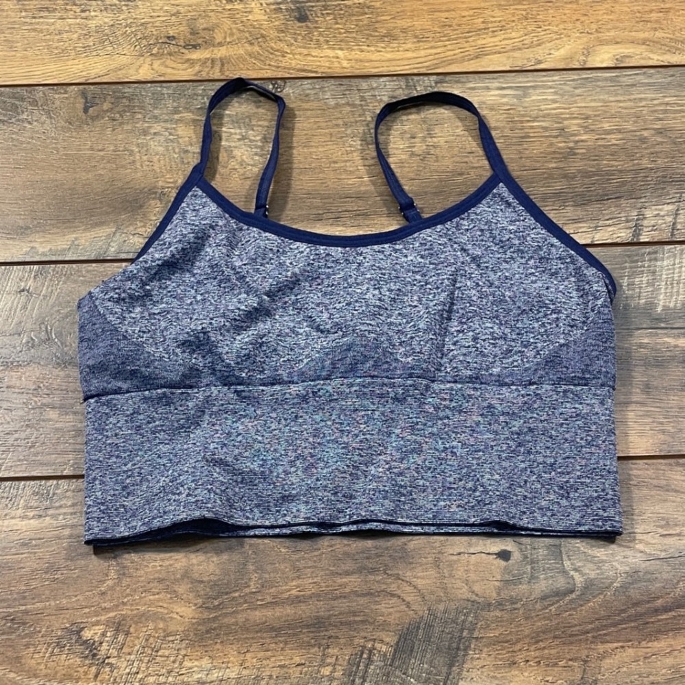 Victoria's Secret PINK Active Seamless Lightly Lined Sports Bra Blue Marl L